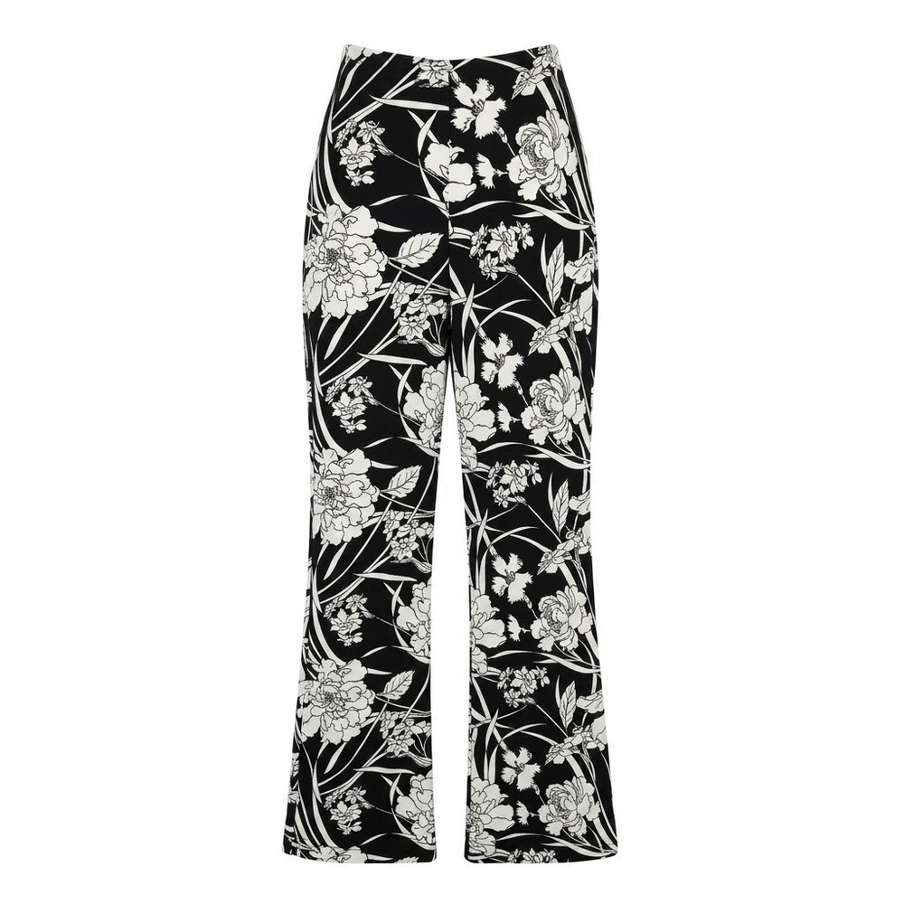 NEW Bryn Walker Floral High Rise Wide Leg Pants Black White XS Made in USA NWT